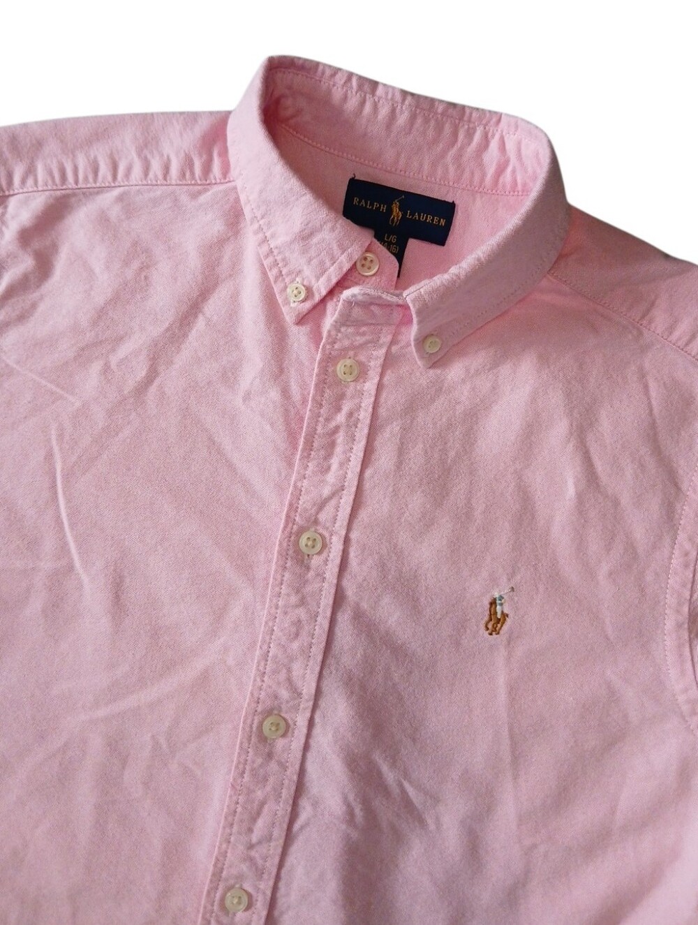 Ralph Lauren Light Pink Button-Down Shirt with Embroidered Pony KIDS LARGE